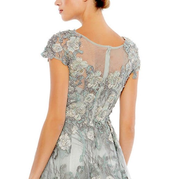 MAC DUGGAL 20294 FLORAL EMBROIDERED EMBELLISHED SHORT SLEEVE SEAMIST GOWN sz 10 - Picture 5 of 7
